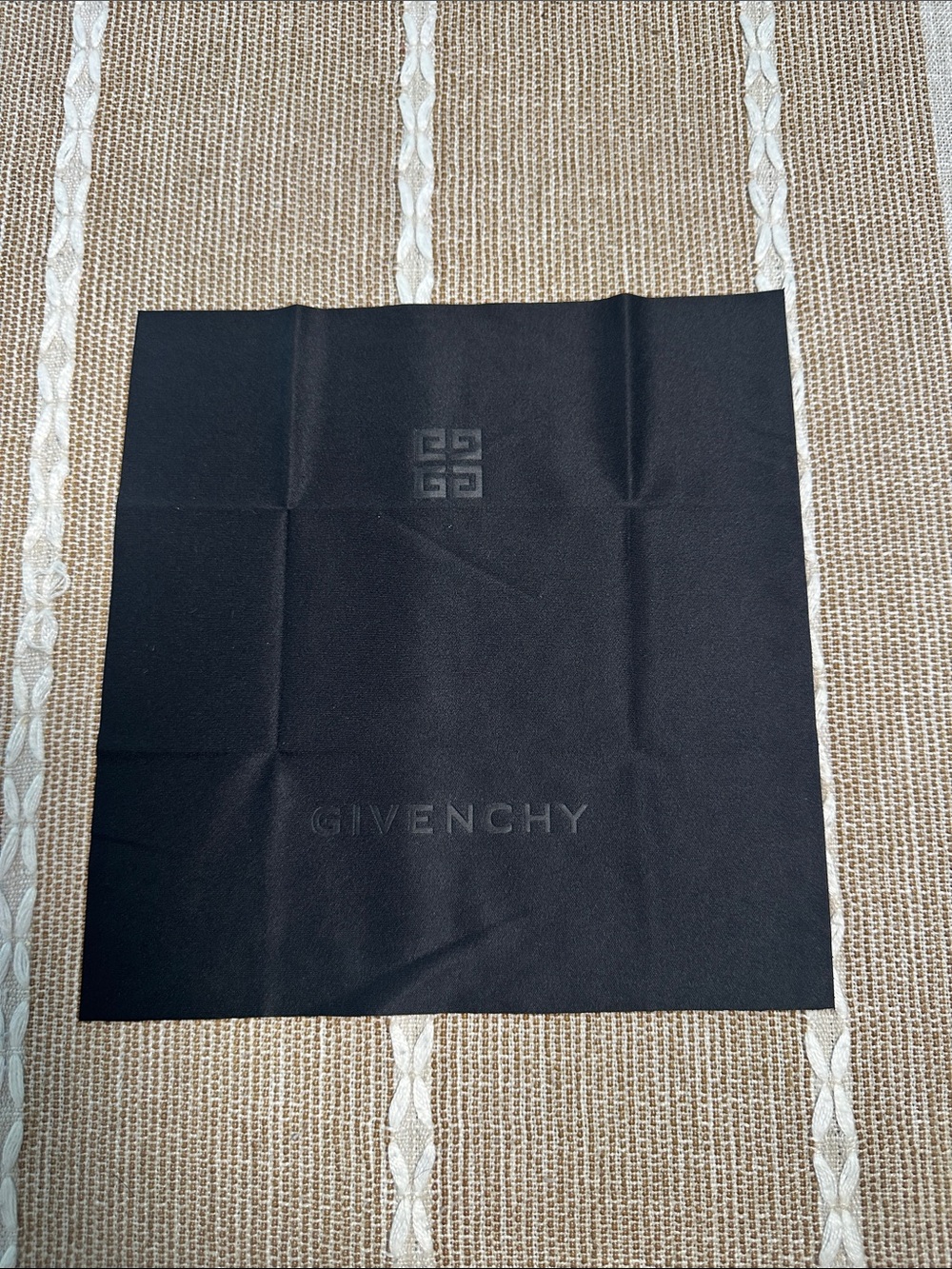 Givenchy Black Pocket Square with Embossed Logo